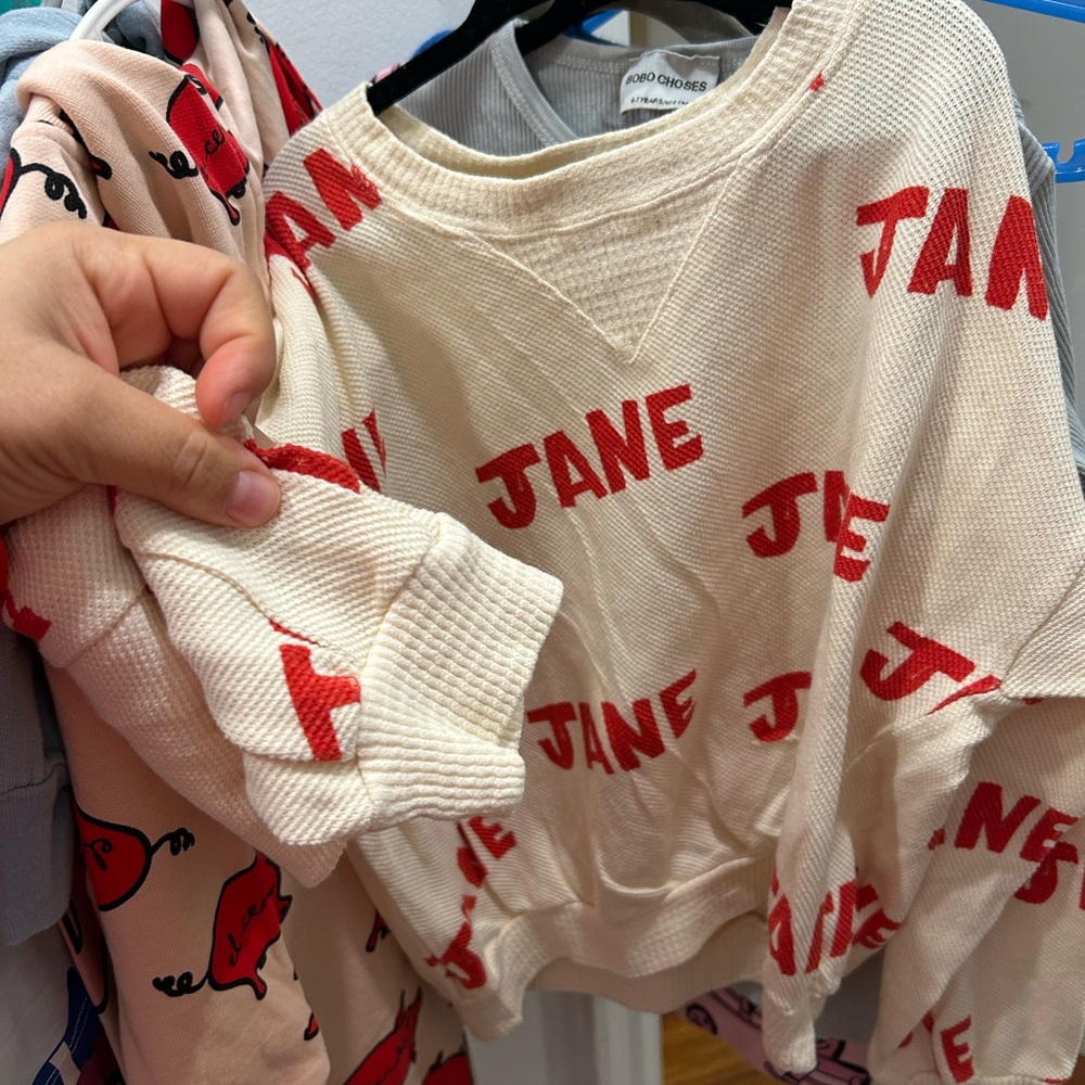 Bobo Choses Cream and Red 'JANE' Sweatshirt